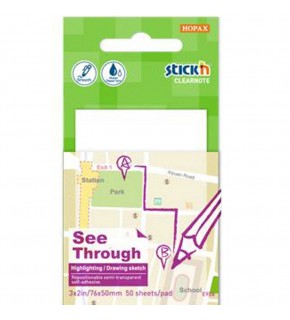 Hopax Stıckn Yapışkanlı Not Kağıdı Yarı Saydam 50 YP 76x51 Beyaz 21708 (1 Adet)