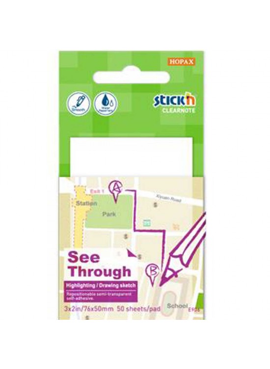 Hopax Stıckn Yapışkanlı Not Kağıdı Yarı Saydam 50 YP 76x51 Beyaz 21708 (1 Adet)