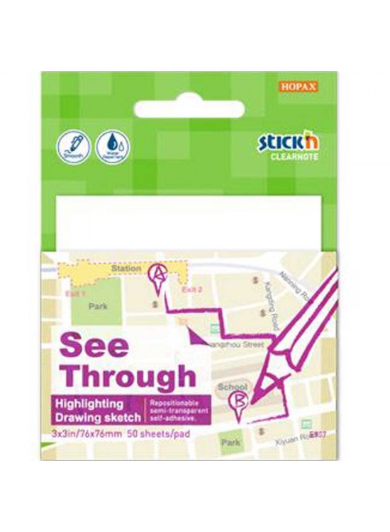 Hopax Stıckn Yapışkanlı Not Kağıdı Yarı Saydam 50 YP 76x76 Beyaz 21712 (1 Adet)
