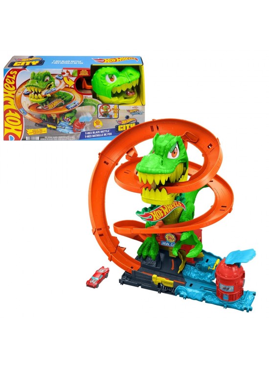Hot Wheels T-rex Ve İtfaiye İstasyonu Oyun Seti