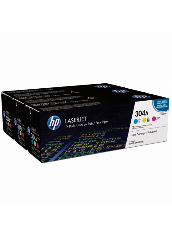 HP 304A Mavi-Kırmızı-Sarı 3lu Takım Toner CF372AM CC531A-CC532A-CC533A