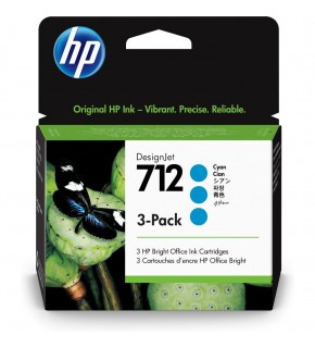 HP 712 Cyan Mavi 29ML 3Lü Paket Plotter Kartuşu 3ED77A