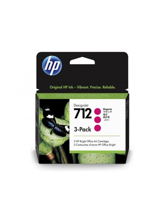 HP 712 Magenta Kırmızı 29ML 3Lü Paket Plotter Kartuşu 3ED78A