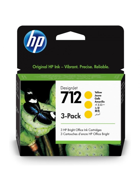 HP 712 Yellow Sarı 29ML 3Lü Paket Plotter Kartuşu 3ED79A