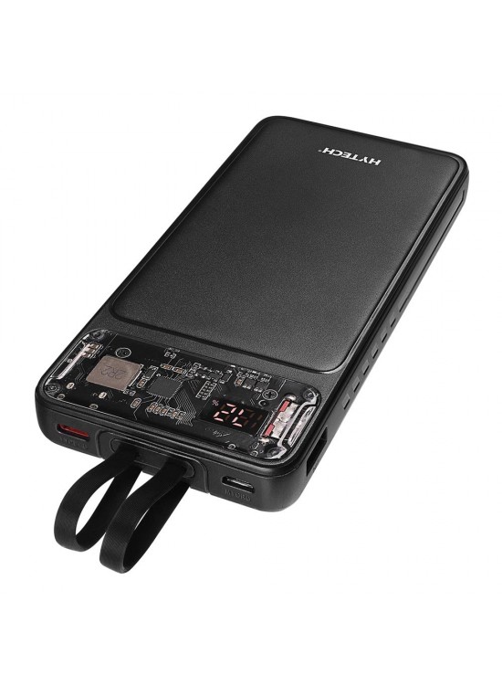 Hytech H120 10000mAh HSC22.5W PD20W+QC3.0 18W Siyah LCD Şeffaf Taşınabilir Pil Şarj Cihazı Powerbank