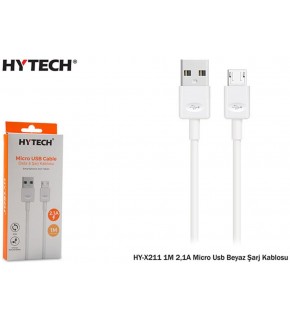 Hytech HY-X211 1M 2,1A Micro Usb Beyaz Şarj Kablosu