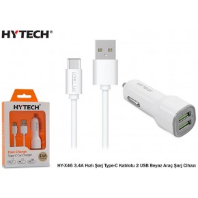 Hytech HY-X46 3.4A Hızlı Şarj Type-C Kablolu 2 USB