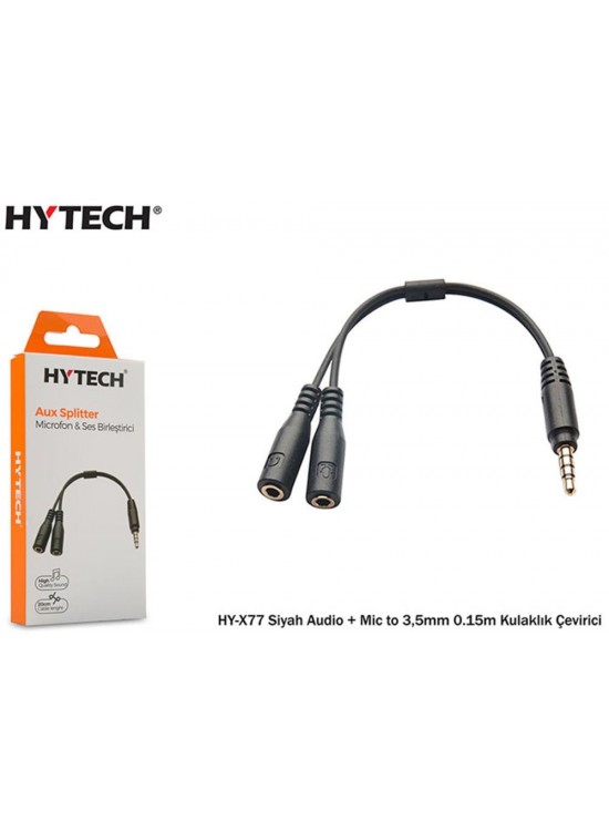 Hytech HY-X77 Siyah Audio + Mic to 3,5mm 0.15m Kul Hytech HY-X77 Siyah Audio + Mic to 3,5mm 0.15m Kul