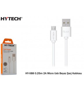 Hytech HY-X88 0.25m 2A Micro Usb Beyaz Şarj Kablos