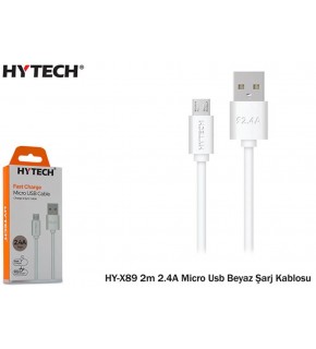 Hytech HY-X89 2m 2.4A Micro Usb Beyaz Şarj Kablosu
