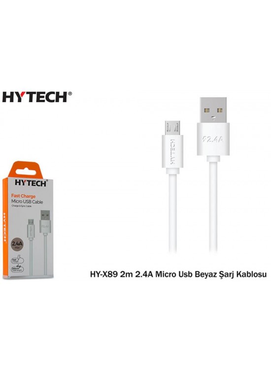 Hytech HY-X89 2m 2.4A Micro Usb Beyaz Şarj Kablosu