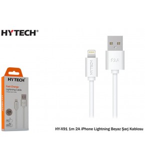 Hytech HY-X91 1m 2A iPhone Lightning Beyaz Şarj Kablosu