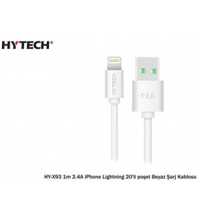 Hytech HY-X93 1m 2.A iPhone Lightning Beyaz Şarj Kablosu