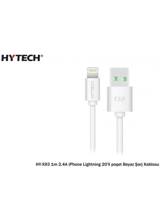 Hytech HY-X93 1m 2.A iPhone Lightning Beyaz Şarj Kablosu