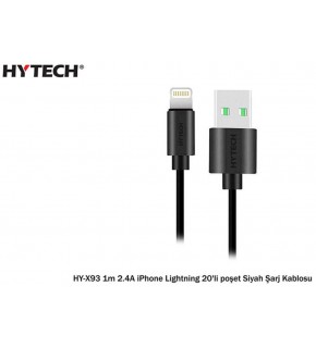 Hytech HY-X93 1m 2.A iPhone Lightning Şarj Kablosu Siyah