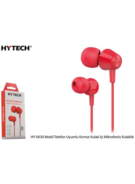 Hytech HY-XK30 Mobil Telefon Uyumlu Kırmızı Kulak İçi Mikrofonlu Kulaklık
