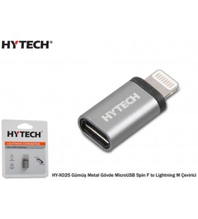 Hytech HY-XO25 Gümüş Metal Gövde MicroUSB 5pin F to Lightning M Çevirici