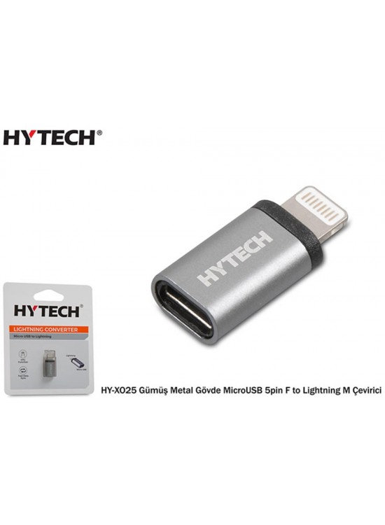 Hytech HY-XO25 Gümüş Metal Gövde MicroUSB 5pin F to Lightning M Çevirici Hytech HY-XO25 Gümüş Metal Gövde MicroUSB 5pin F to Lightning M Çevirici