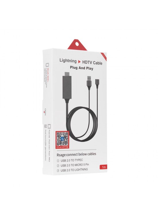 Hytech HY-XO54 Görüntü Aktarıcı Kırmızı-Siyah USB-F to HDMI 1m Mobil Telefon Uyumlu Kablo