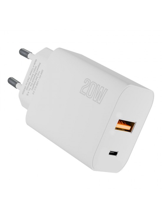 Hytech HY-XT75 20W PD +USB QC 3.0 18W Beyaz Ev Hızlı Şarj Adaptör