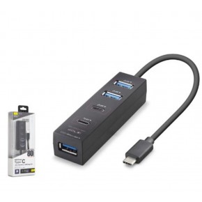 iETOP TU0529 Type-C 3.2 Gen1 Hub 4 Port 5 Gbps 80 cm Siyah