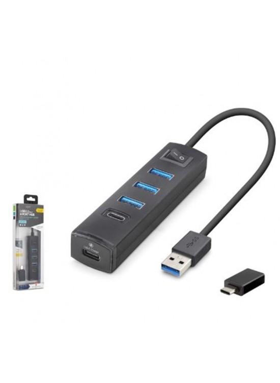 iETOP TU359 USB Type-C 3.2 Gen1 Anahtarlı Hub 4 Port 5 Gbps Siyah
