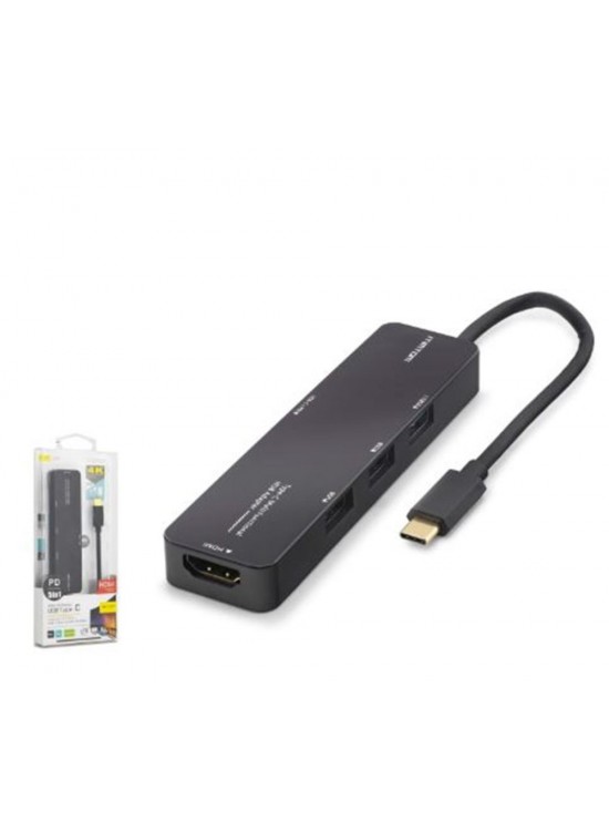 iETOP TUH305 Type-C 3.2 Gen1 Combo Hub PD HDMI 4K 5 Port 5 Gbps Siyah iETOP TUH305 Type-C 3.2 Gen1 Combo Hub PD HDMI 4K 5 Port 5 Gbps Siyah