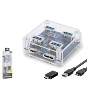 iETOP U331 USB Type-C 3.1 Gen1 Hub 4 Port 5 Gbps Şeffaf