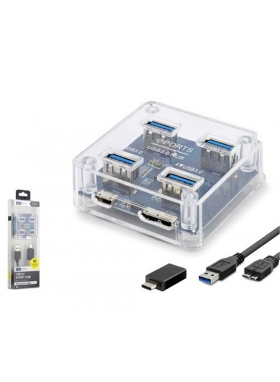 iETOP U331 USB Type-C 3.1 Gen1 Hub 4 Port 5 Gbps Şeffaf