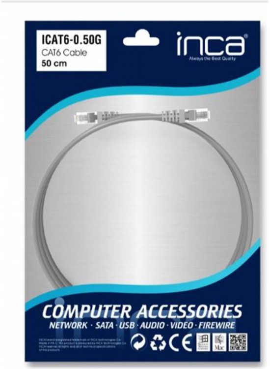 INCA ICAT6-0,50G 0,50CM Gri Kablo