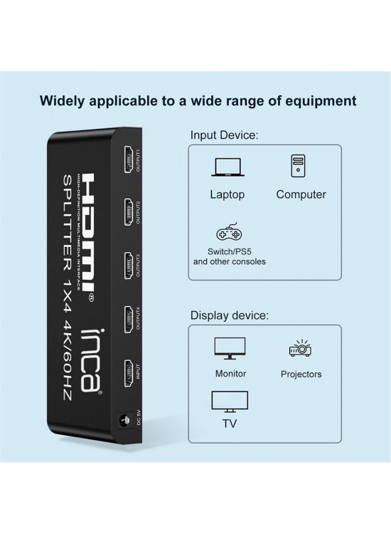 Inca IHSK-460 Hdmı Splitter 1 İn 4Out 4K@60Hz Switch