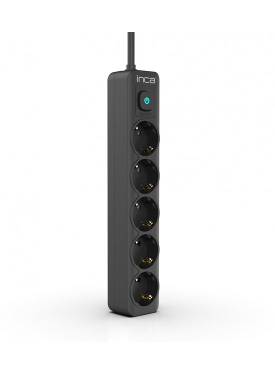 INCA IPW-44SY 5li Akım Korumalı Led Tuşlu Priz 1,5Mt Siyah
