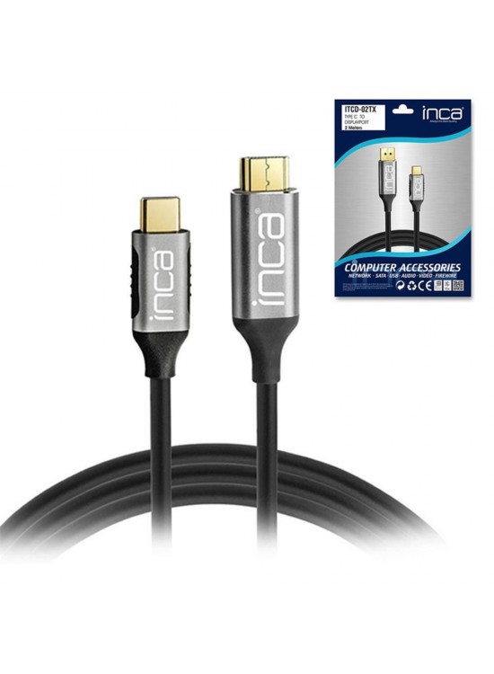 Inca ITCD-02TX Type-C to Display Port Altın Uçlu 4K Kablo 2 mt