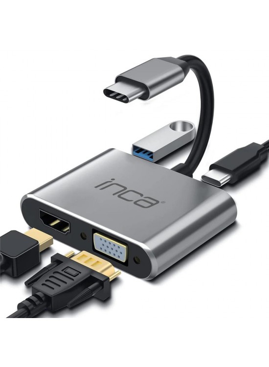 Inca ITPC-06TX USB C 4in1 – HDMI+VGA+USB+Güç Dağıtım Adap 4K@30Hz HDMI Çoklayıcı 100W PD Güçı Inca ITPC-06TX USB C 4in1 – HDMI+VGA+USB+Güç Dağıtım Adap 4K@30Hz HDMI Çoklayıcı 100W PD Güçı