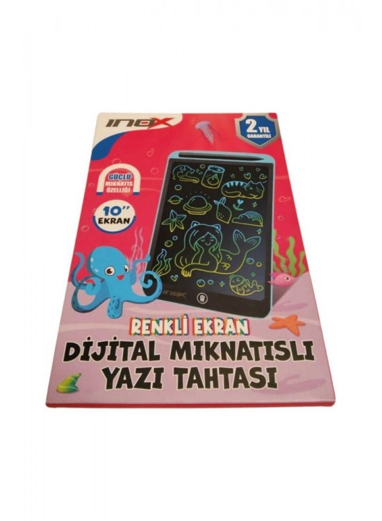 Inox Dijital Yazı Tahtası 10" Mıknat Renkli Ekran 09575