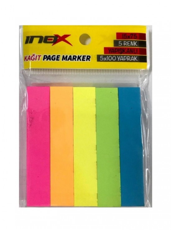İnox Yapışkanlı Kağıt Page Marker 15x75 5 Renk 100 (1 Adet) İnox Yapışkanlı Kağıt Page Marker 15x75 5 Renk 100 (1 Adet)
