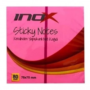 Inox Yapışkanlı Not Kağıdı Şeffaf 75x75 Pembe 09667 (1 Adet)