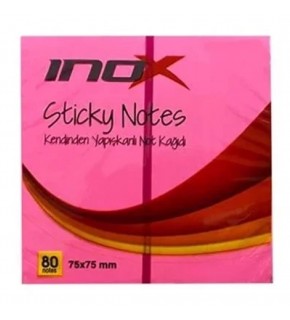 Inox Yapışkanlı Not Kağıdı Şeffaf 75x75 Pembe 09667 (1 Adet)