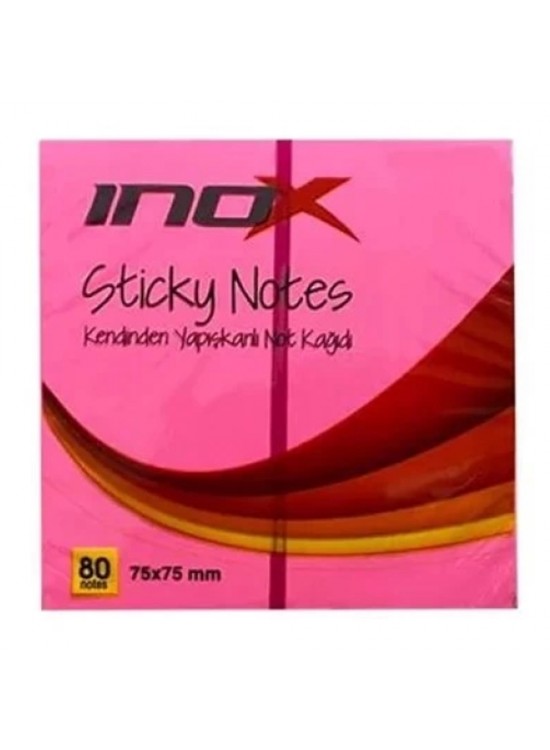 Inox Yapışkanlı Not Kağıdı Şeffaf 75x75 Pembe 09667 (1 Adet)
