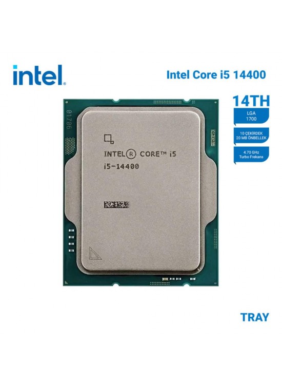 Intel Core i5 14400 TRAY 4.7GHz 20MB 1700 Kutusuz, Fansız İşlemci