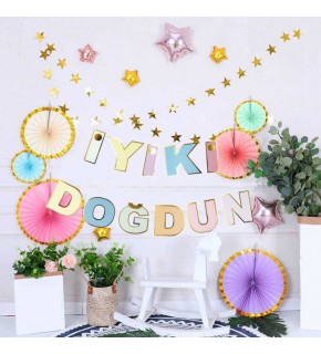 İyi Ki Doğdun Makaron Banner Varaklı