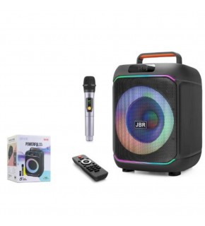JBR JBR818 Karaoke Mikrofonlu Bluetooth Hoparlör FM Radyo 40W 8 İnç RGB Kumandalı Siyah