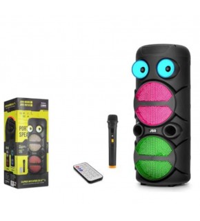 JBR JBR8809 Karaoke Mikrofonlu Bluetooth Hoparlör FM Radyo 20W 2x8 İnç RGB Kumandalı Siyah
