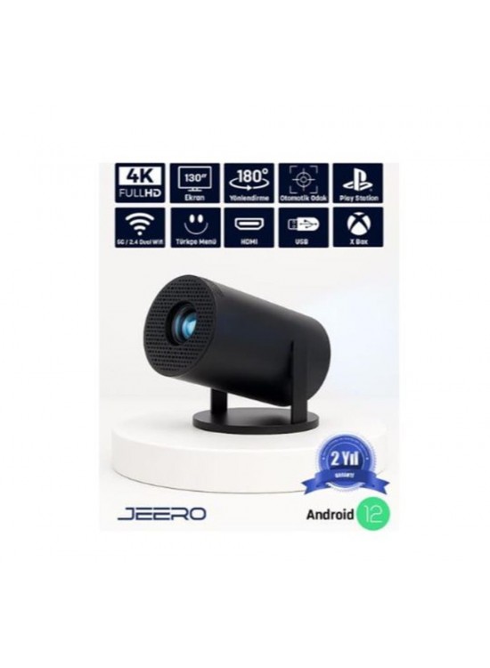 JEERO HY300PRO 4K ANDROID12 PORTABLE PROJEKTÖR (950-4K-ANDROID)SİYAH