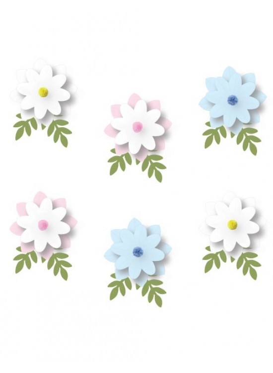 Kağıt Banner Çiçek Tema Ponponlu 6 Parça