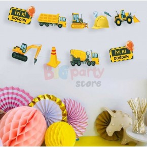 Kağıt Banner İnşaat Parti Set 10 Parça