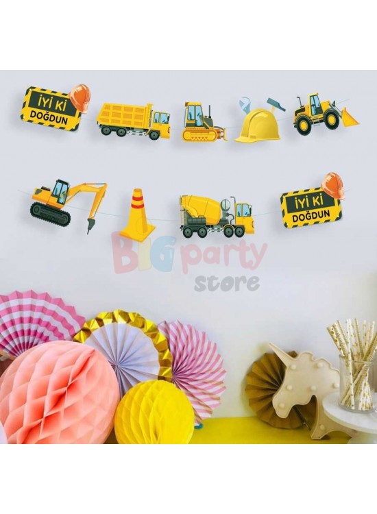 Kağıt Banner İnşaat Parti Set 10 Parça
