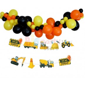 Kağıt Banner İnşaat Parti Set 10 Parça