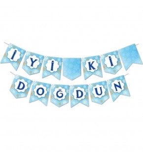 Kağıt Banner Kar Teması İyi ki Doğdun