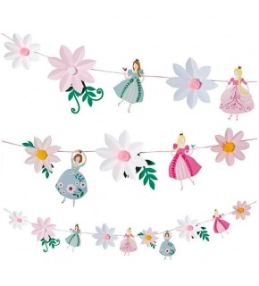 Kağıt Banner Prenses Temalı Ponponlu